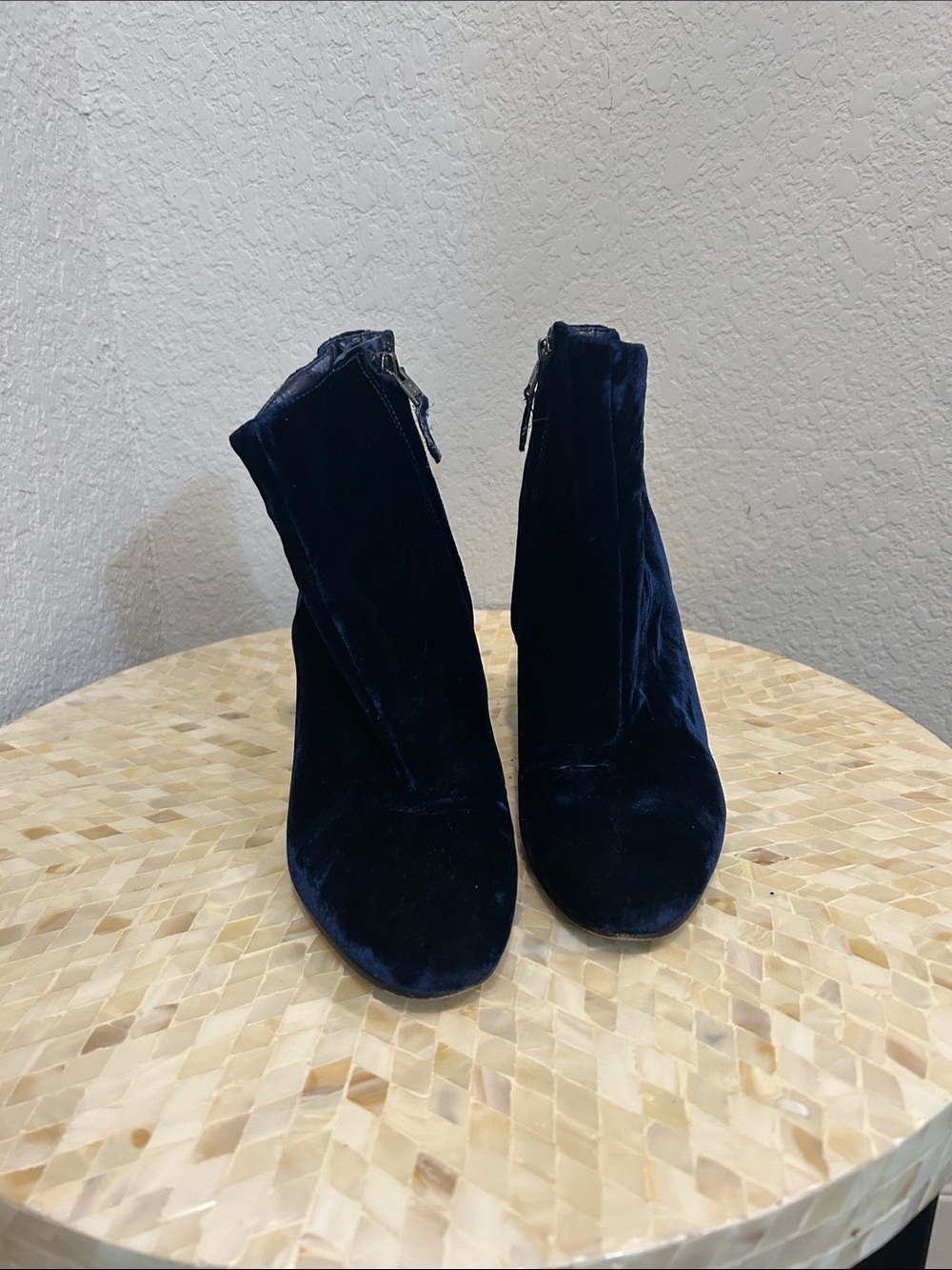 Sam Edelman Navy Velvet Block Heel Ankle Boots size 9 - Picture 2 of 9